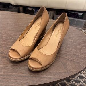 Cole Haan Tan Wedge Peep Toe Shoes